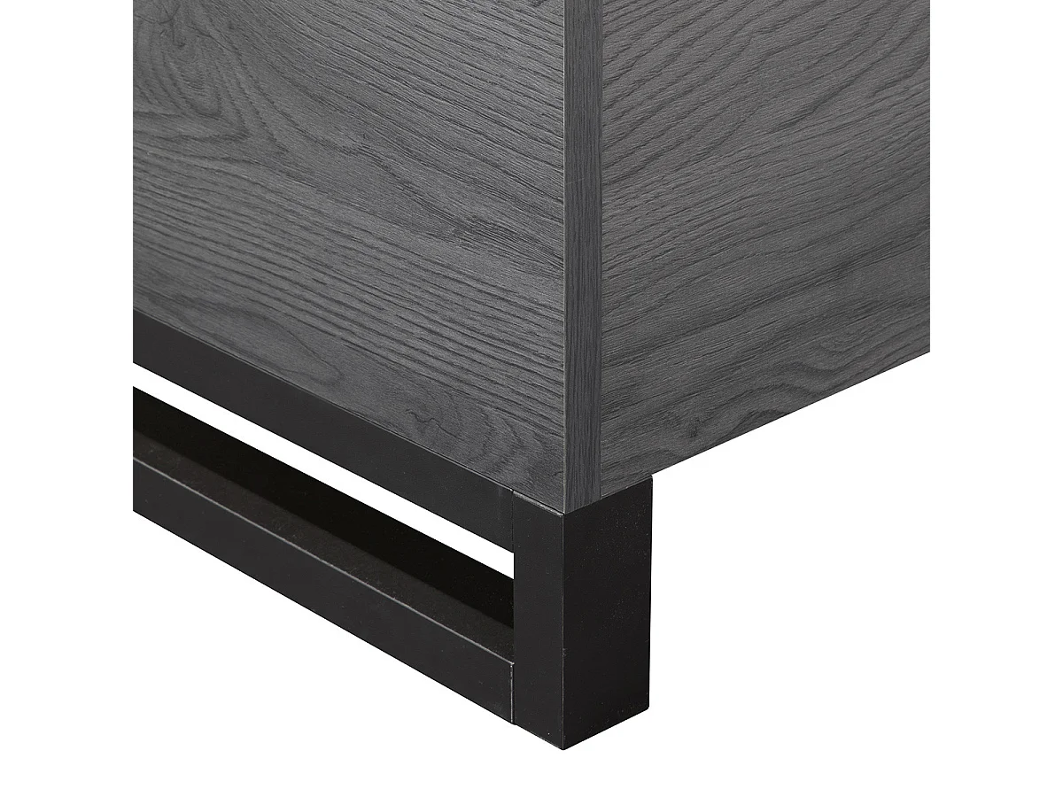 CARLIN - Lit 160x200 Aspect Bois Gris et Piètement Avant en Métal Noir