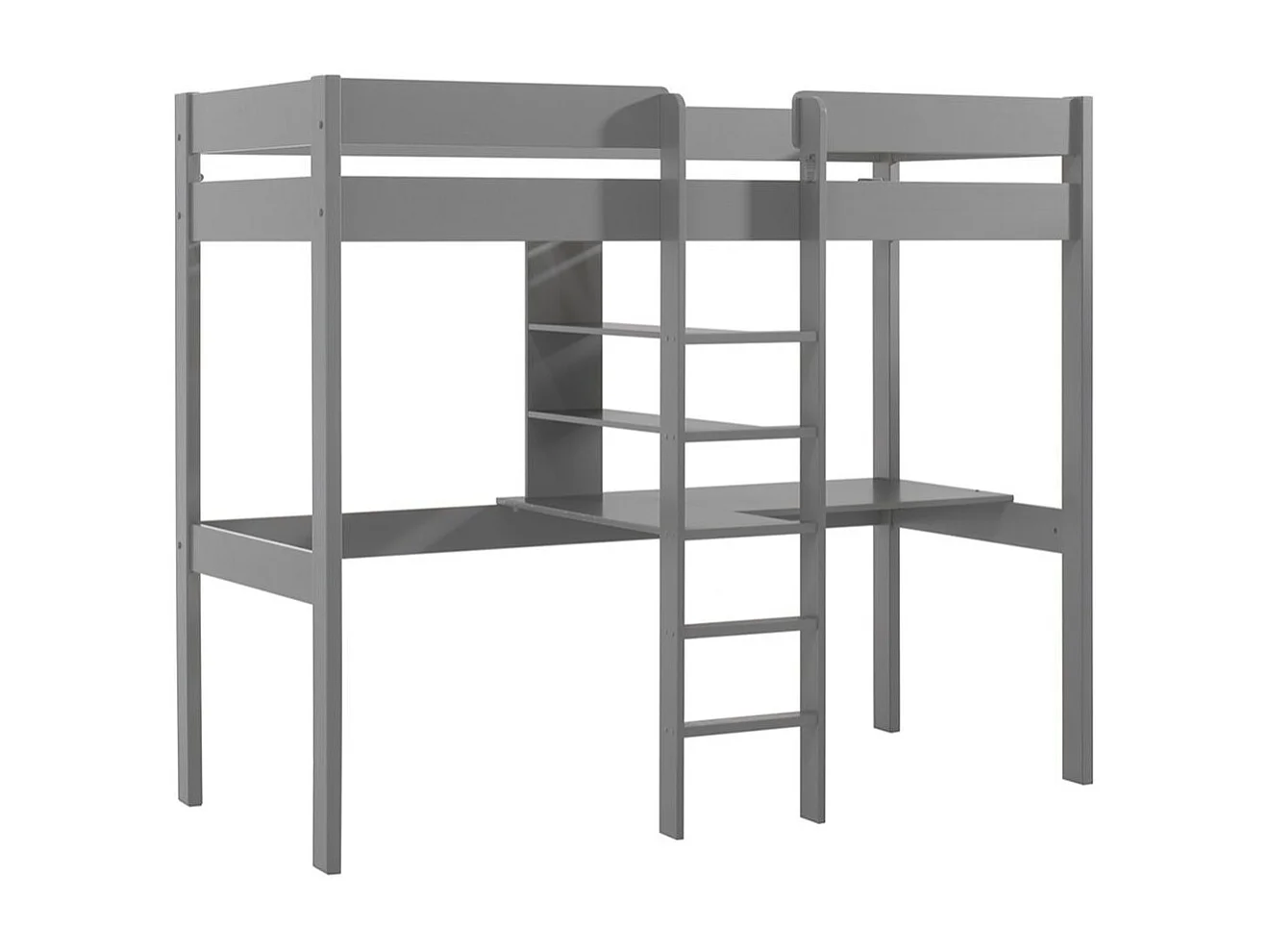 SLEEPY - Lit Mezzanine Gris 90x200cm Échelle Centrale avec Bureau