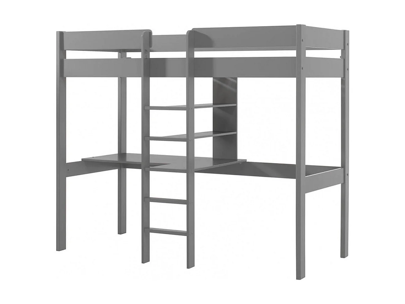 SLEEPY - Lit Mezzanine Gris 90x200cm Échelle Centrale avec Bureau