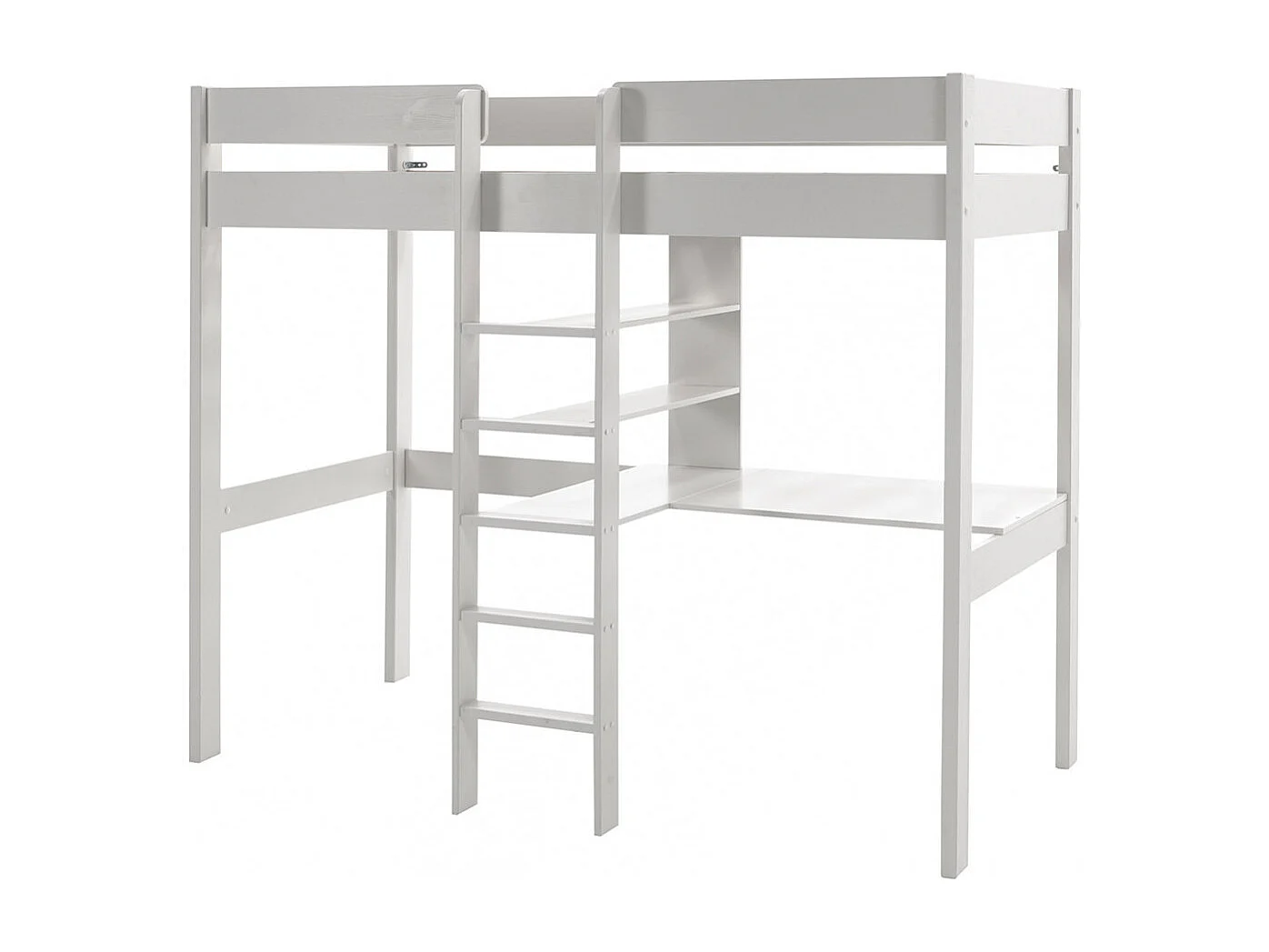 SLEEPY - Lit Mezzanine Blanc 90x200cm Échelle Centrale avec Bureau