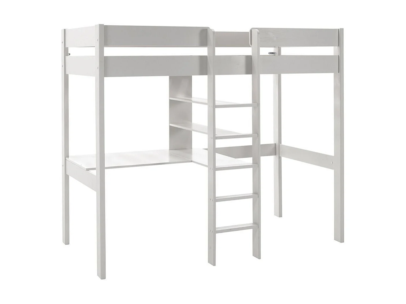 SLEEPY - Lit Mezzanine Blanc 90x200cm Échelle Centrale avec Bureau