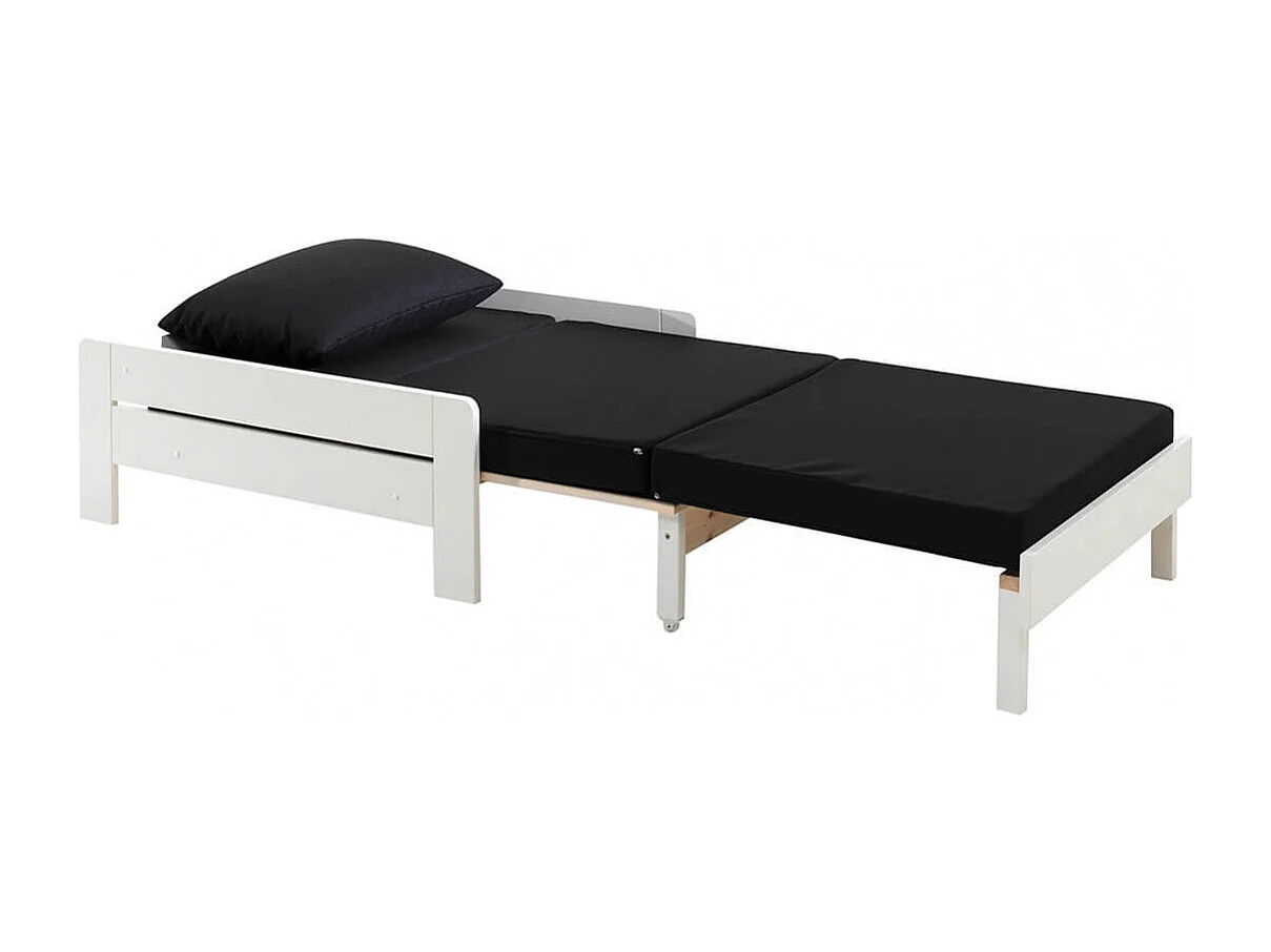 SLEEPY - Lit Mezzanine Blanc 140x200cm avec Fauteuil et Étagère