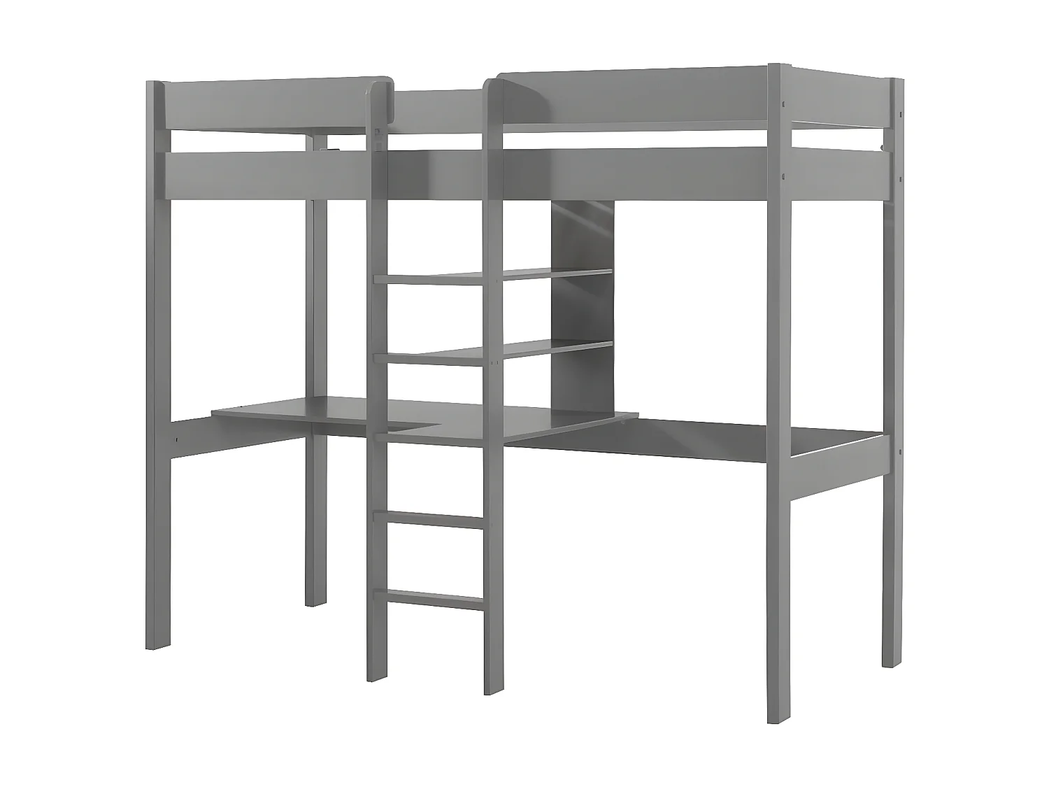 SLEEPY - Lit Mezzanine Gris 90x200cm Échelle Centrale Bureau et Fauteuil