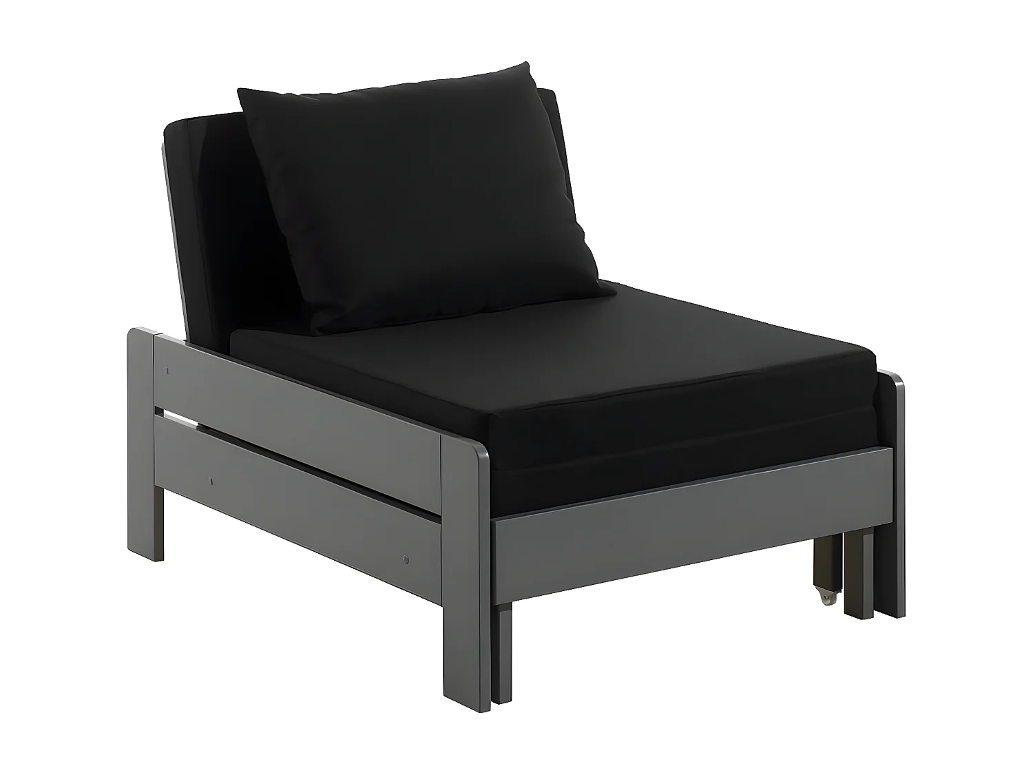 SLEEPY - Lit Mezzanine Gris 90x200cm Échelle Centrale Bureau et Fauteuil