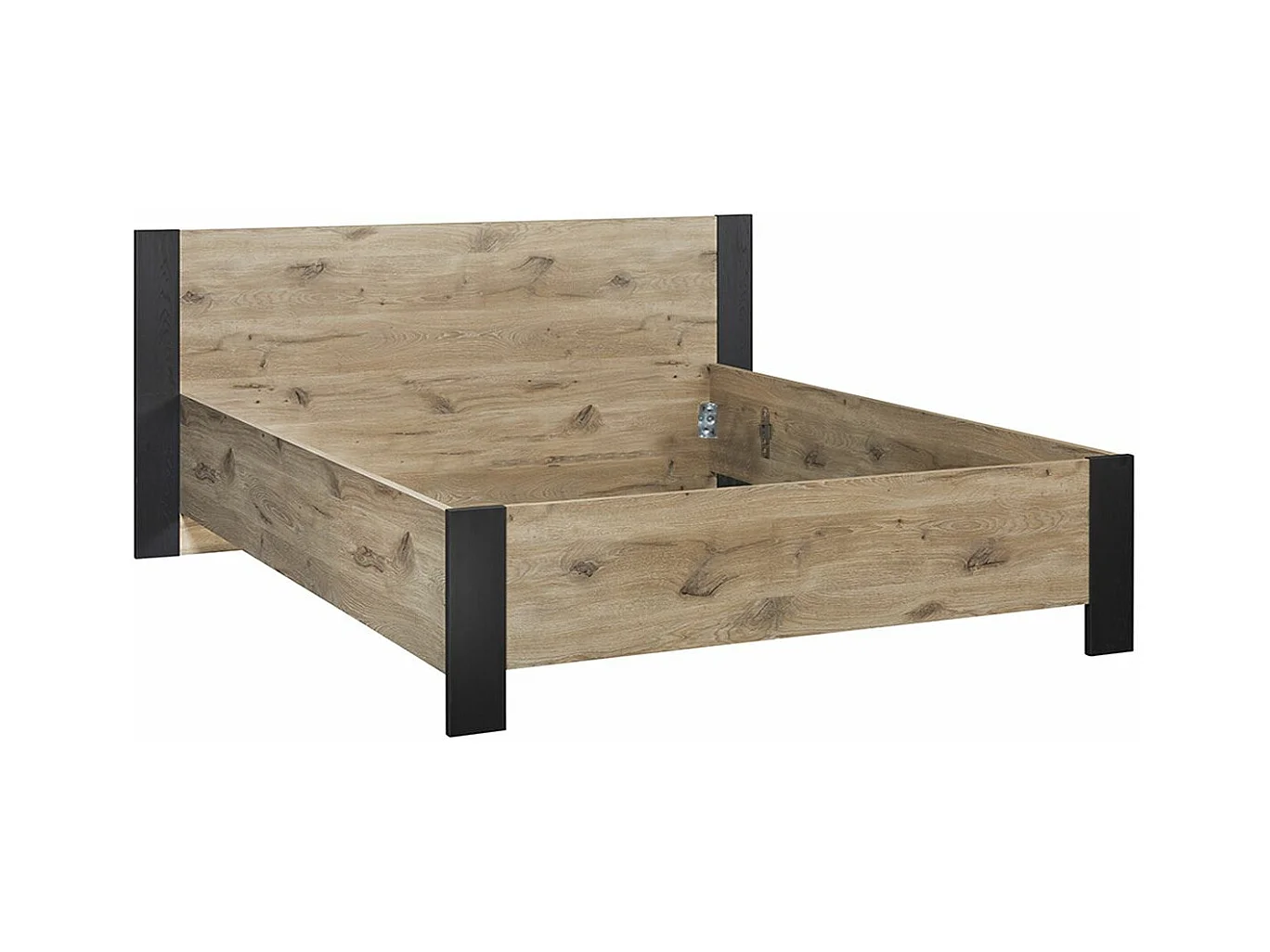 COPOLA - Chambre Lit 160x200 + 2 Chevets Aspect Bois et Noir