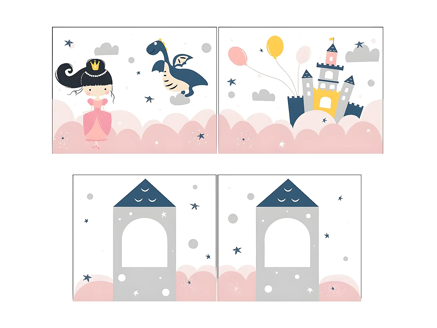 SLEEPY - Lit Mi-Haut Tobogan en Pin Naturel 90x200cm Housse Princesse