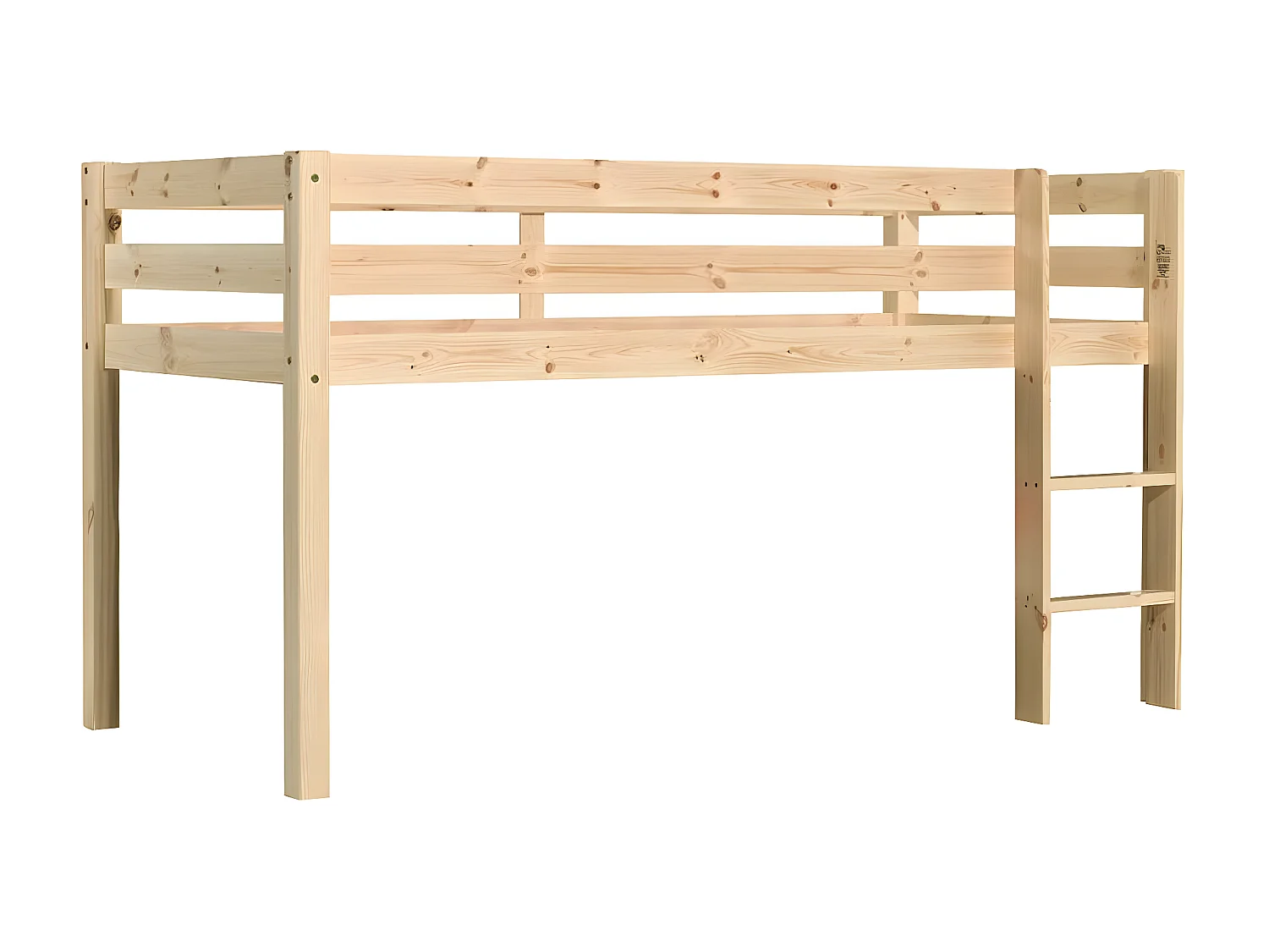 SLEEPY - Lit Mi-Haut en Pin Naturel 90x200cm Housse Garden