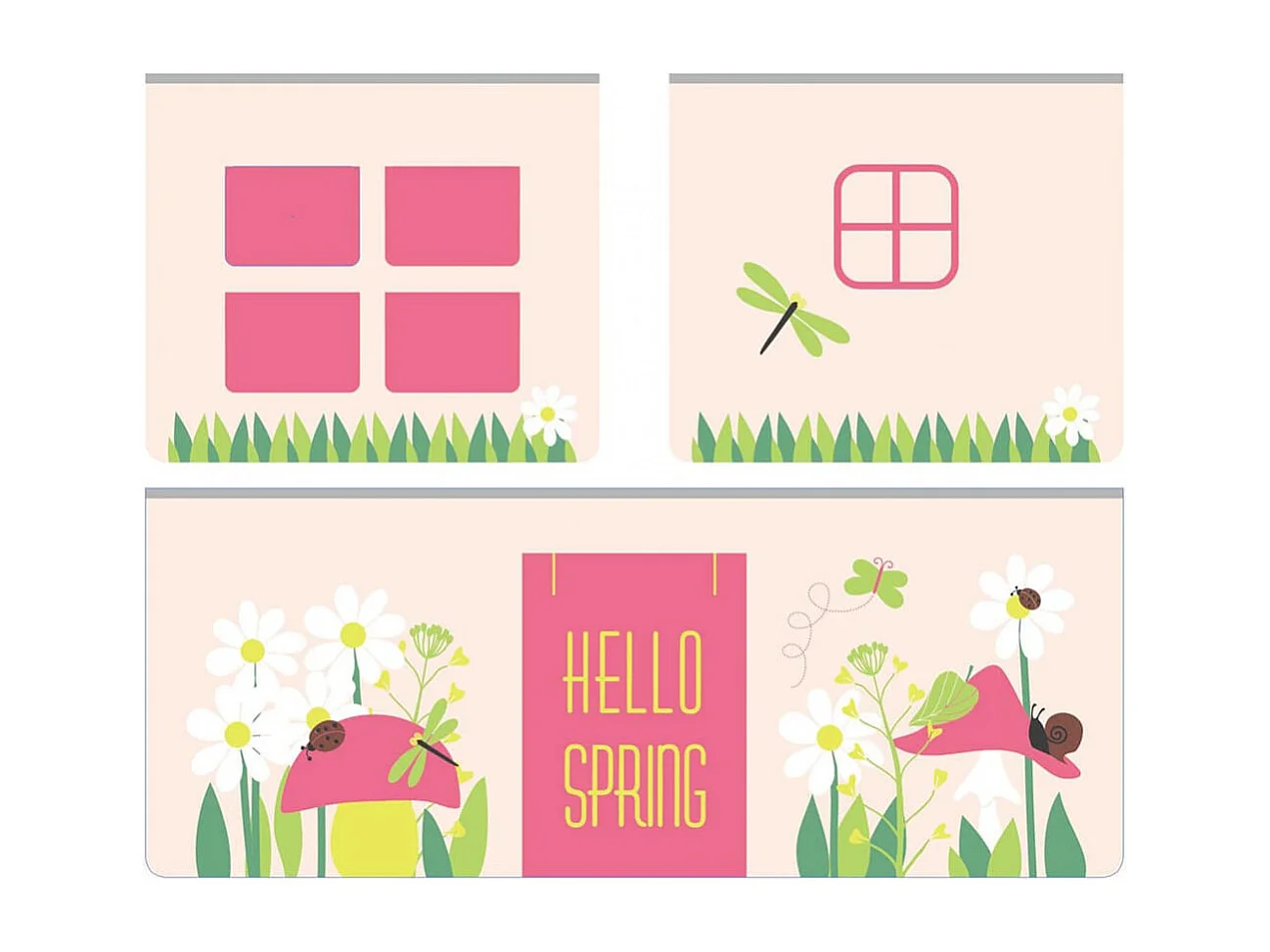 SLEEPY - Lit Mi-Haut en Pin Naturel 90x200cm Housse et Tunnel Garden