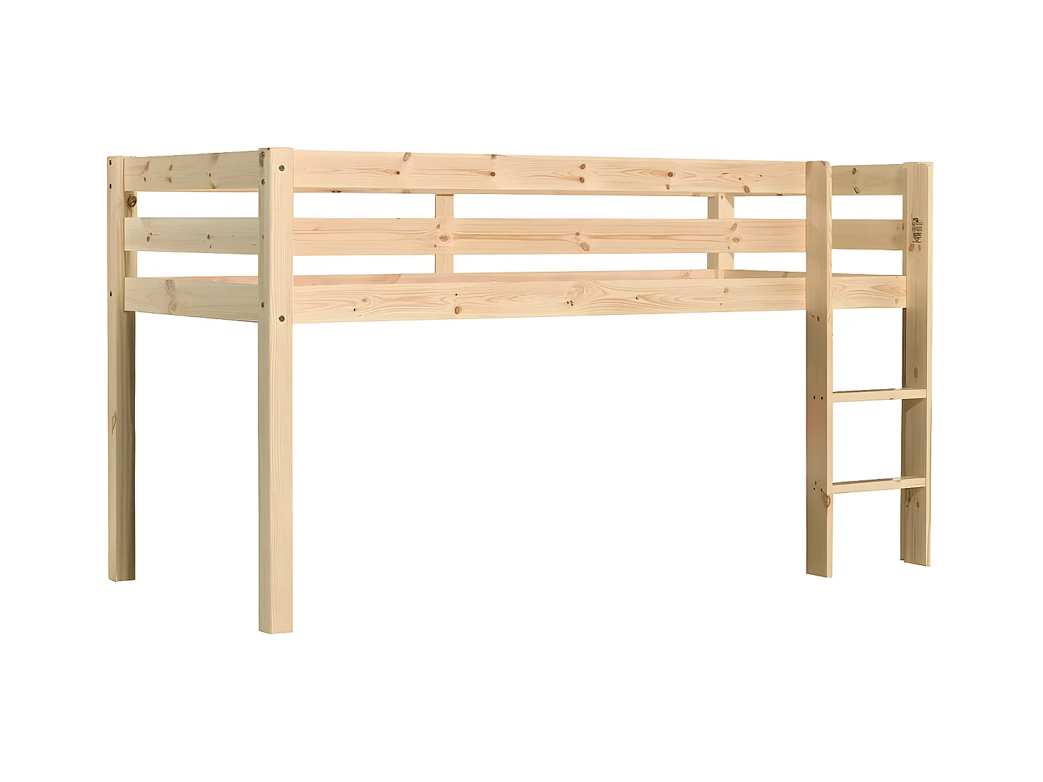 SLEEPY - Lit Mi-Haut en Pin Massif Naturel 90x200cm