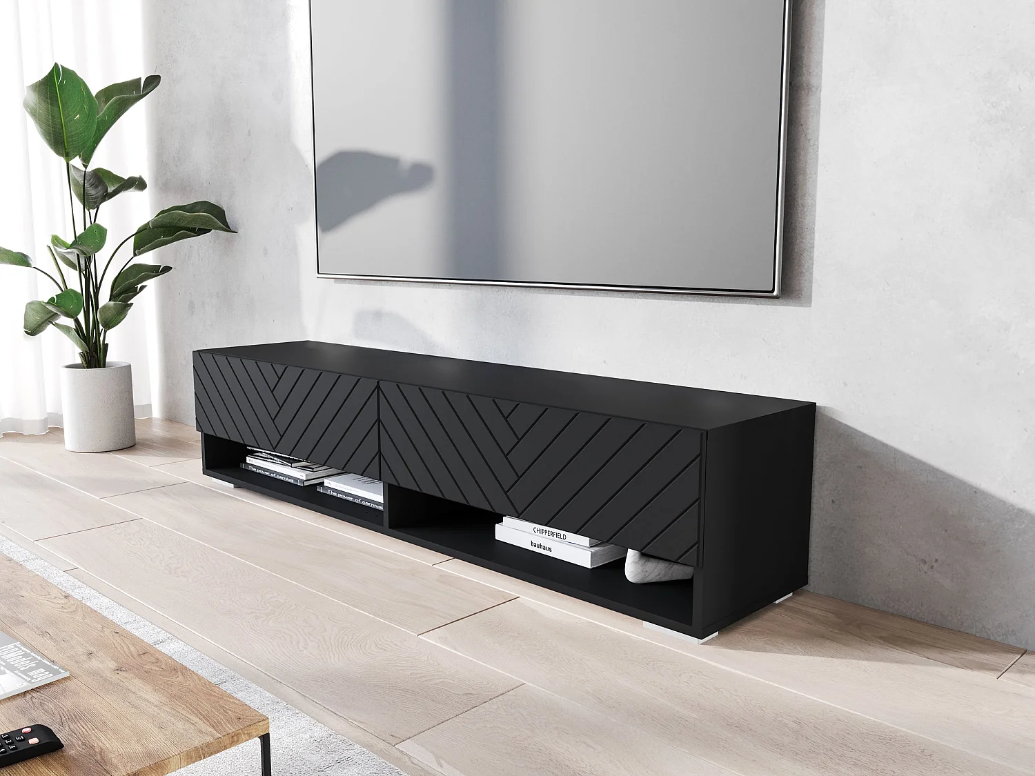 Mobile TV - 140 cm - grafite nera/spina nera - senza LED - WANDER