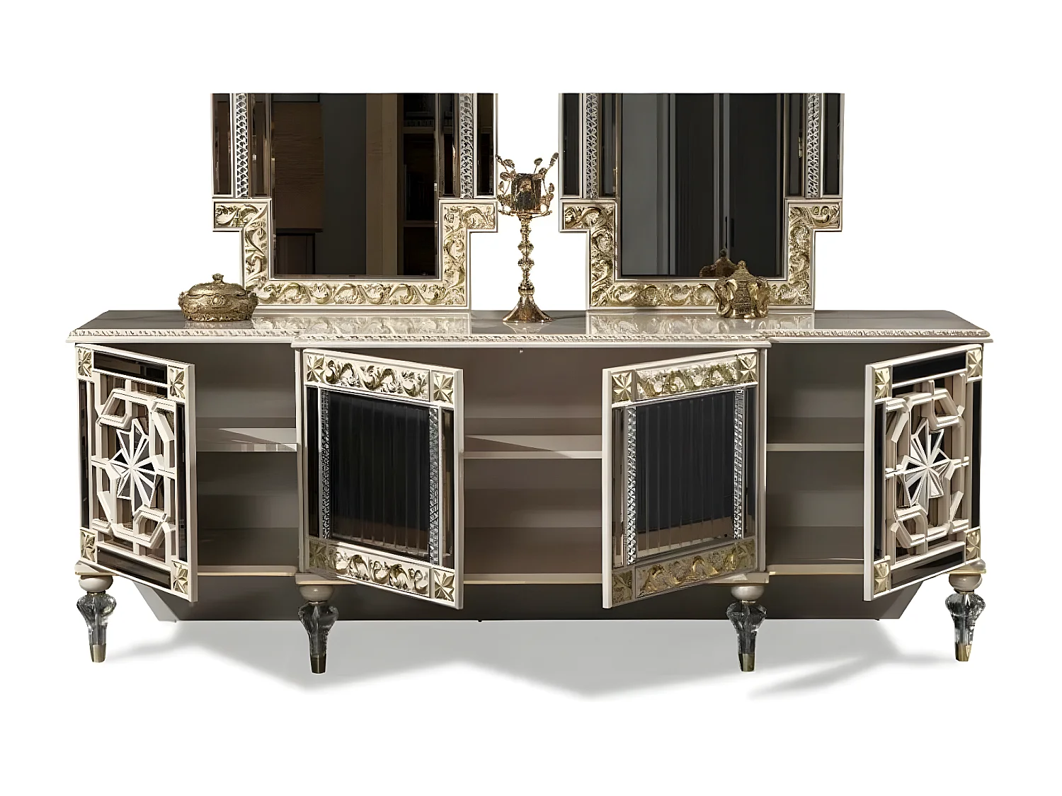 Sideboard Kommode Schrank Holz Modern Design Beige Luxus Wohnzimmer