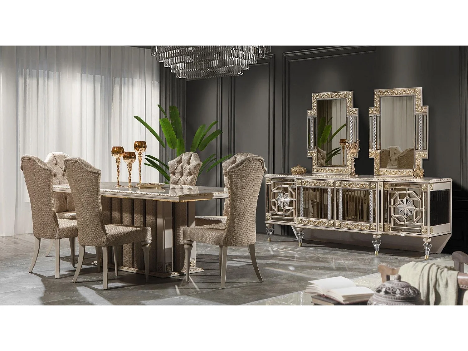 Sideboard Kommode Schrank Holz Modern Design Beige Luxus Wohnzimmer