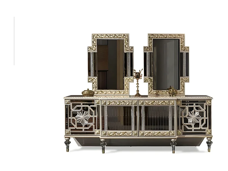 Sideboard Kommode Schrank Holz Modern Design Beige Luxus Wohnzimmer