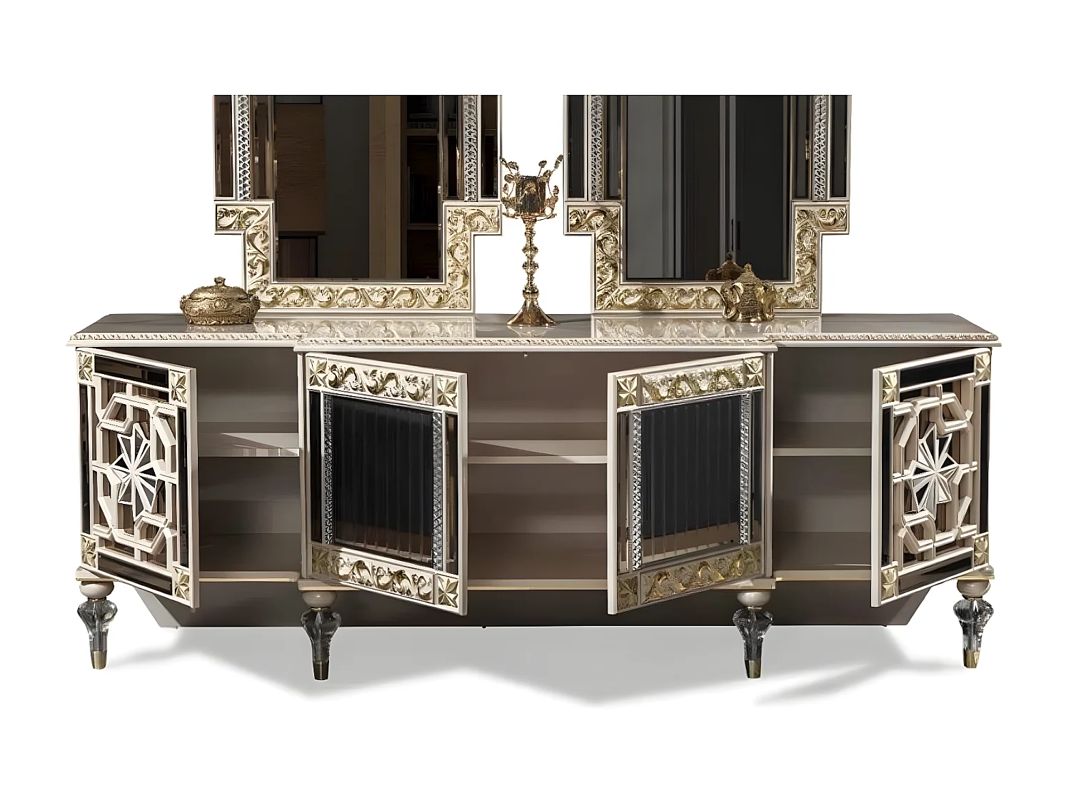 Luxus Essgruppe Essecke Esszimmer Esstisch Stühle Beige Set Holz 8tlg