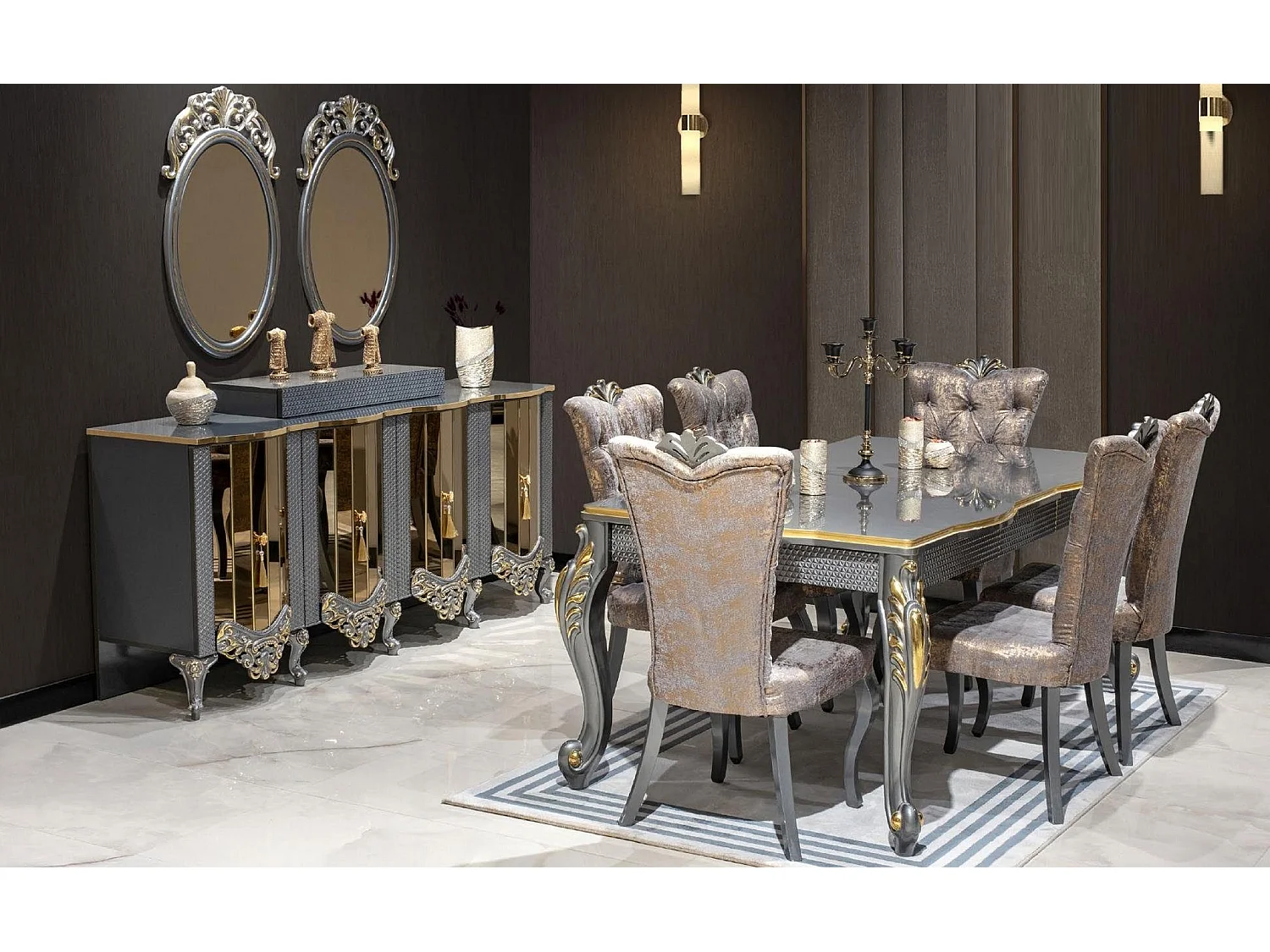 Luxus Esszimmer Essgruppe Esstisch Stühle Möbel Essgarnitur 8tlg.