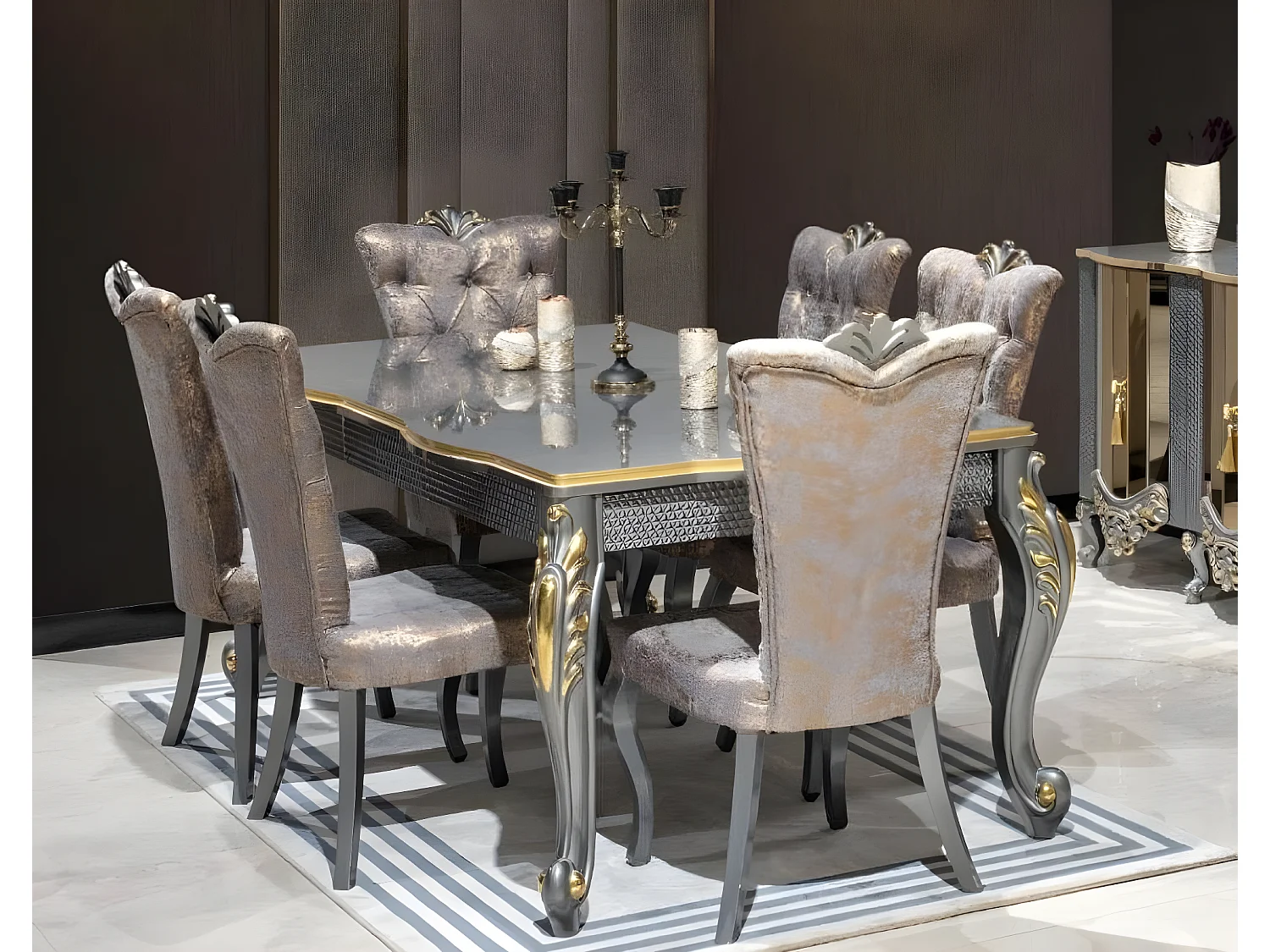 Luxus Esszimmer Essgruppe Esstisch Stühle Möbel Essgarnitur 8tlg.