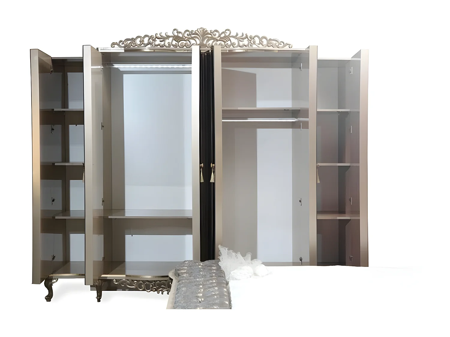 Kleiderschrank Schrank Holz Luxus Schranke Biege Schlafzimmer Spiegel