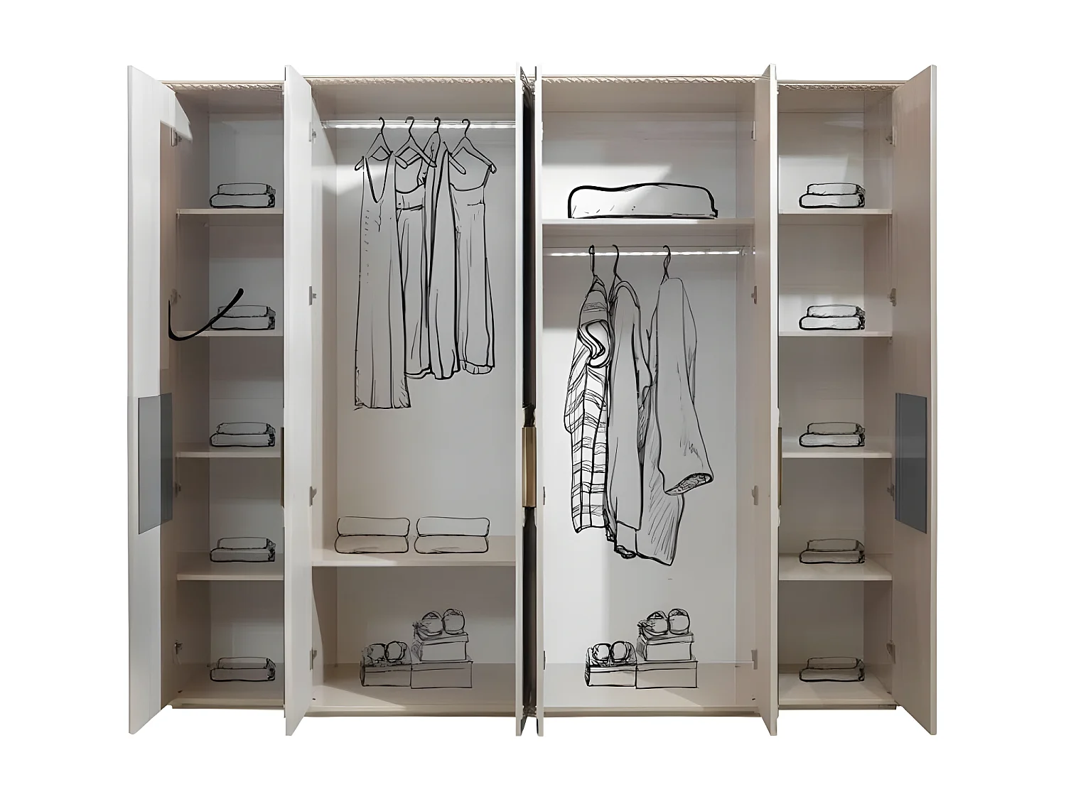 Kleiderschrank Schrank Holz Luxus Schränke Beige Schlafzimmer Spiegel