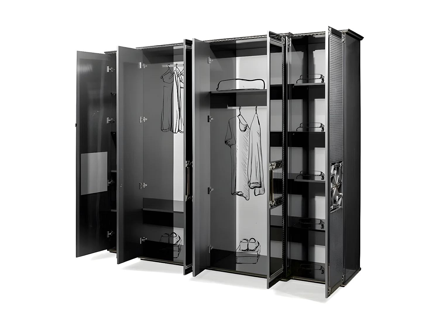 Kleiderschrank Schrank Silber Grauer Holz Luxus Schränke Grau Schlafzimmer