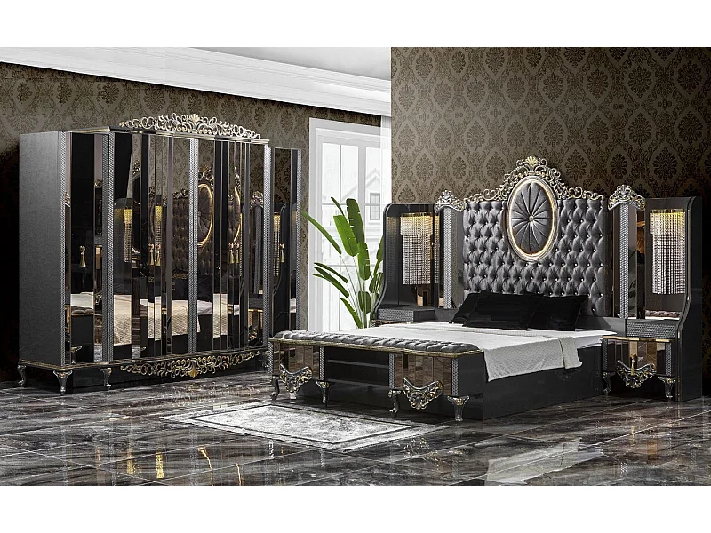 Kleiderschrank Schrank Holz Luxus Klassischе Schränke Schwarz Schlafzimmer Neu