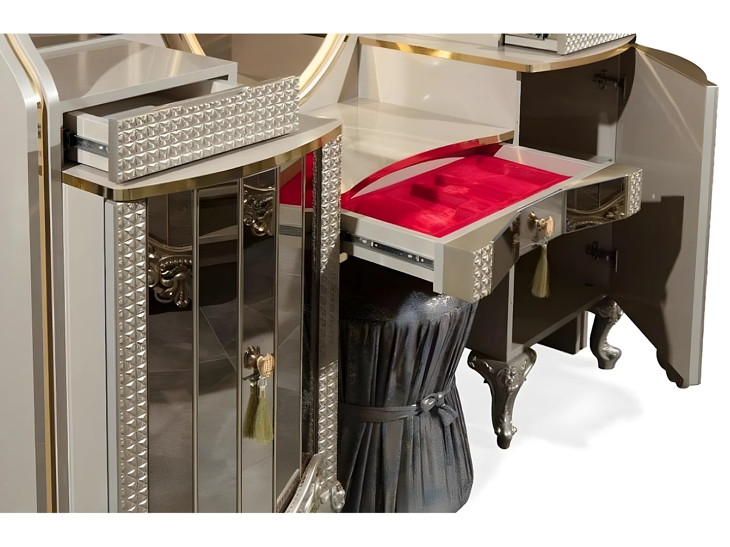 Schminktisch Konsolentisch Frisiertisch Frisierkommode Beige Holz Neu