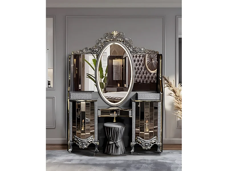 Schminktisch Konsolentisch Frisiertisch Frisierkommode Konsole Kommode Schwarz