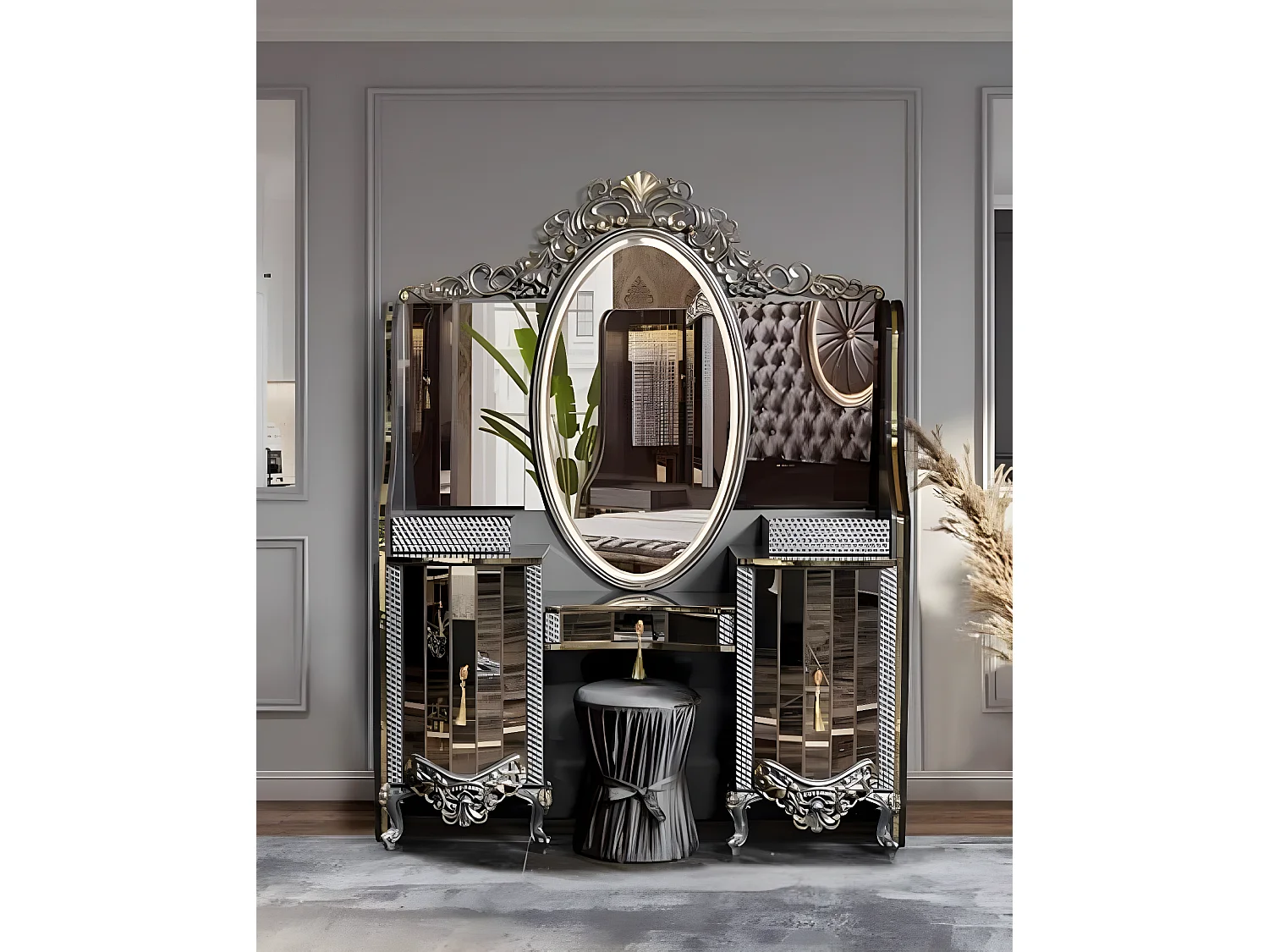 Schminktisch Konsolentisch Frisiertisch Frisierkommode Konsole Kommode Schwarz