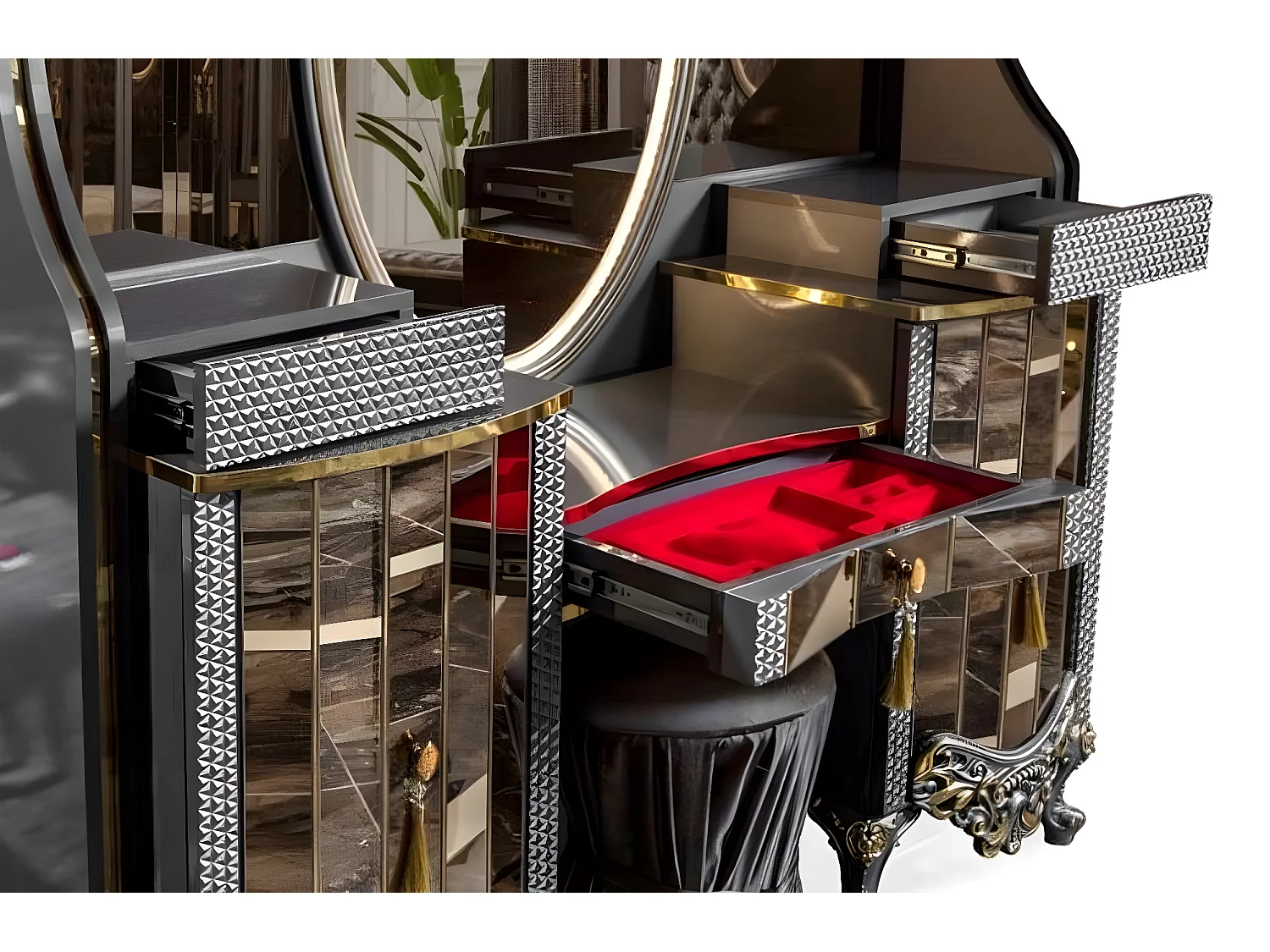 Schminktisch Konsolentisch Frisiertisch Frisierkommode Konsole Kommode Schwarz