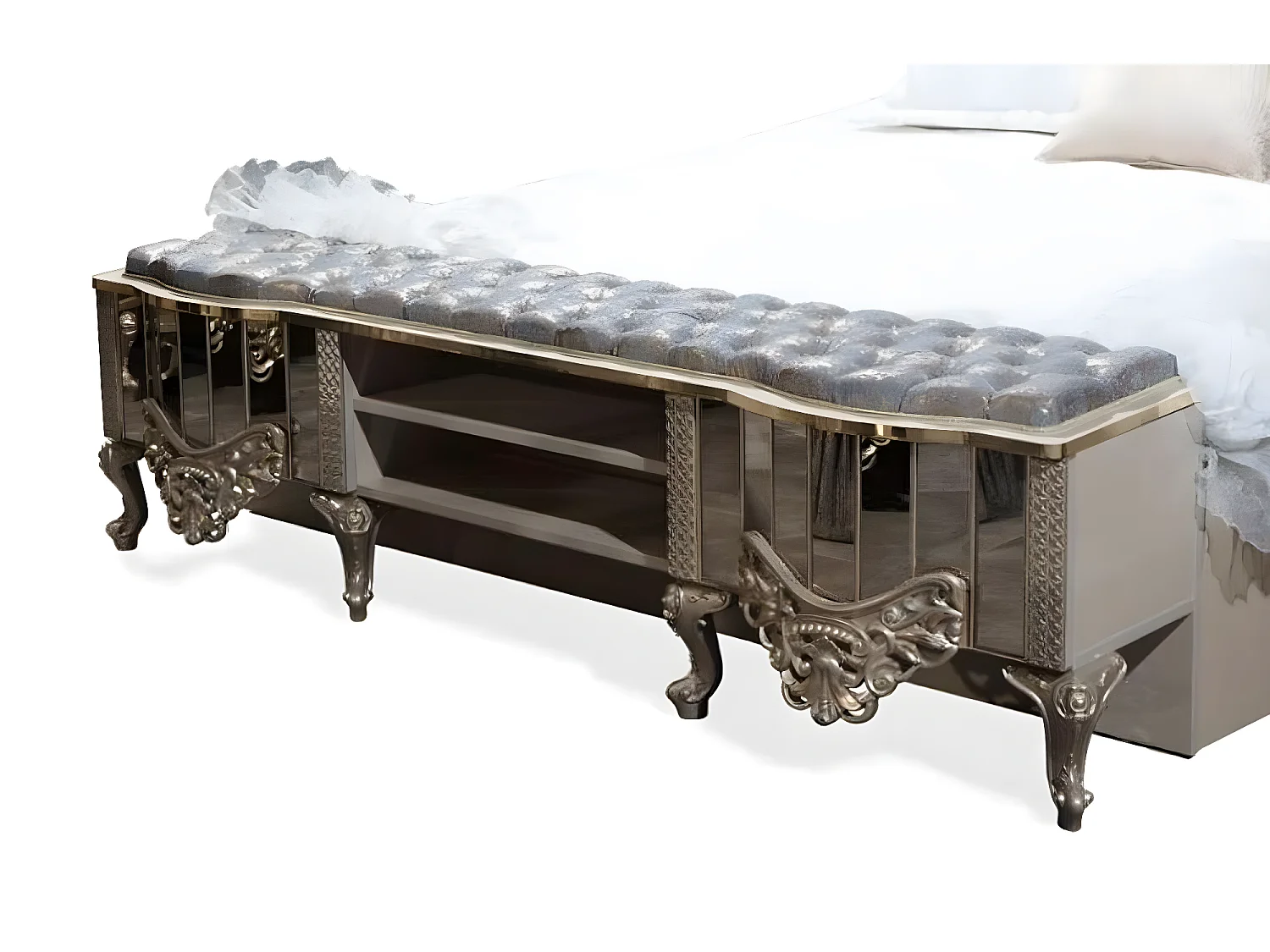 Luxus Garnitur Schlafzimmer Doppel Bett Klassischе Beige Set 5tlg Neu