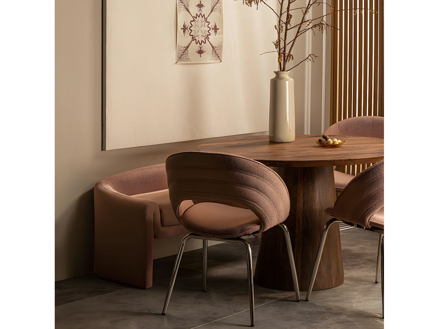 Zone - Banc en tissu L160cm - Rose