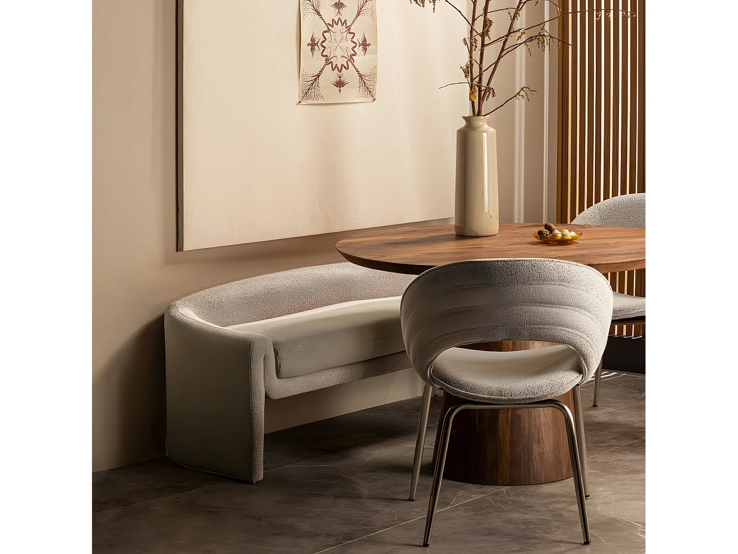 Zone - Banc en tissu L160cm - Beige