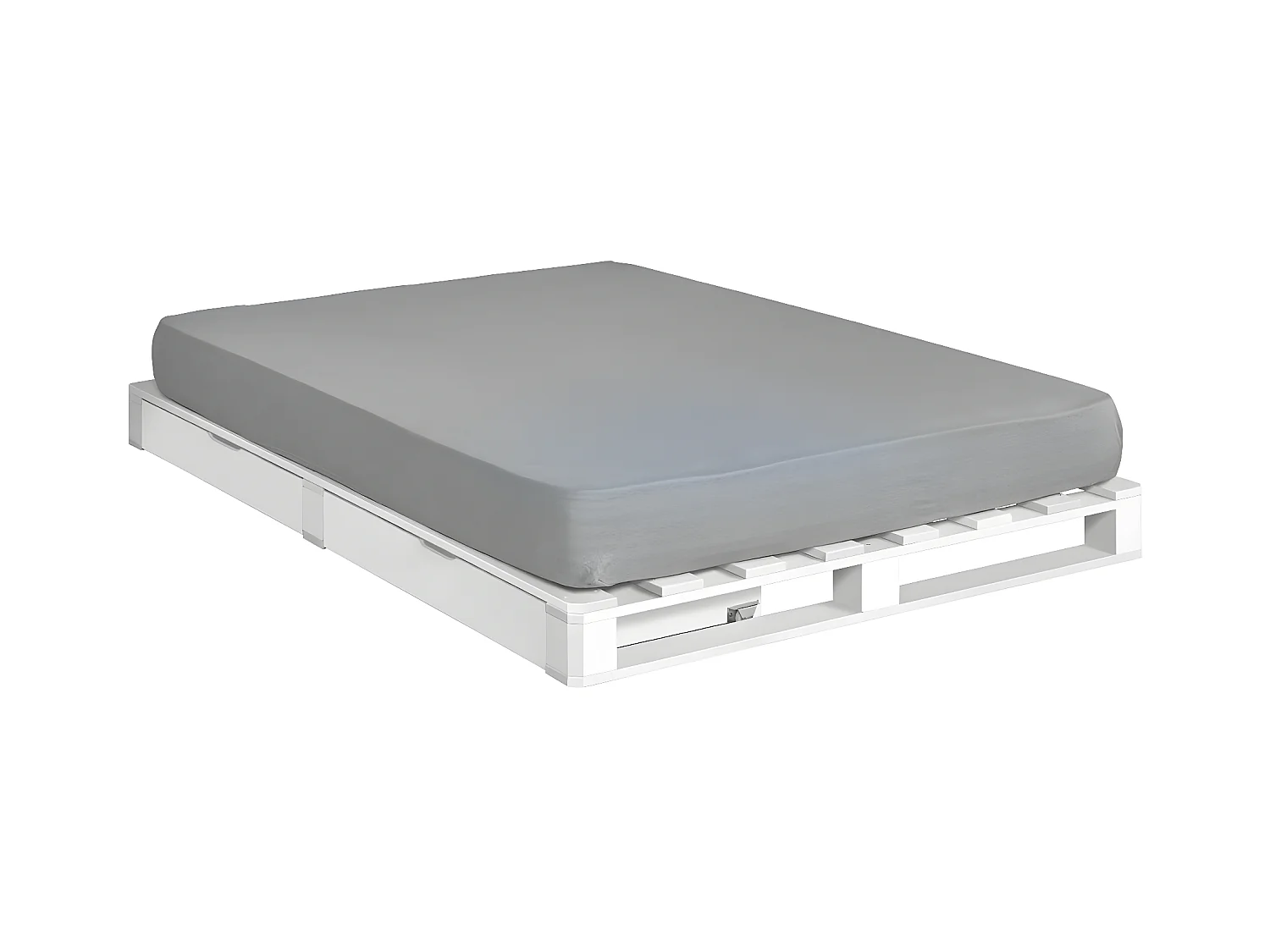 Pack lit palette avec matelas 160x200 cm bois massif blanc CEMBRO