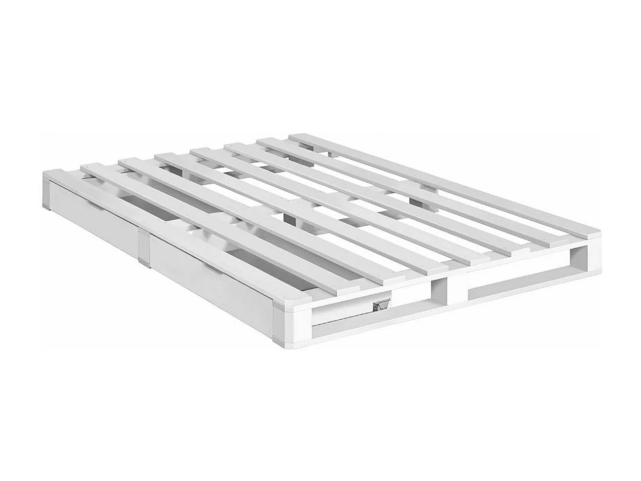 Lit palette 140x200 cm bois massif blanc CEMBRO