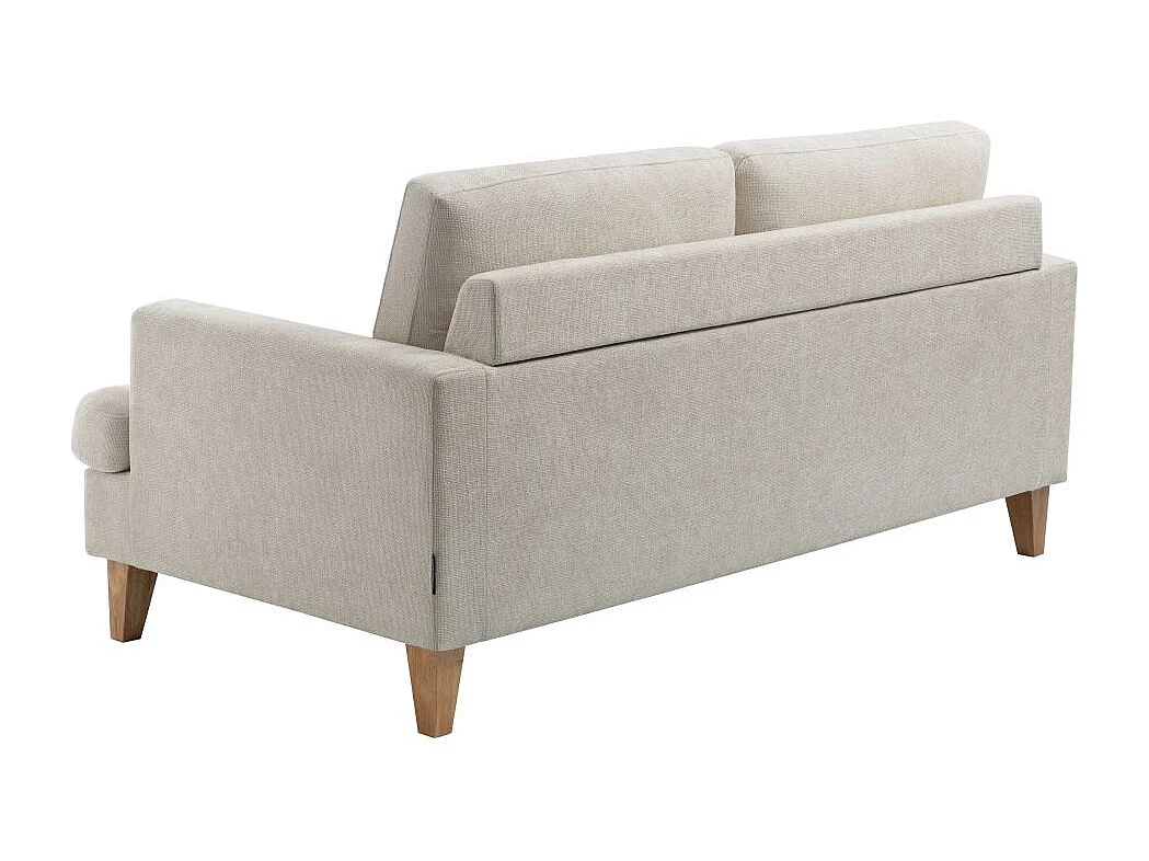 Canapé droit TALMA 3 places en tissu beige pieds bois naturel