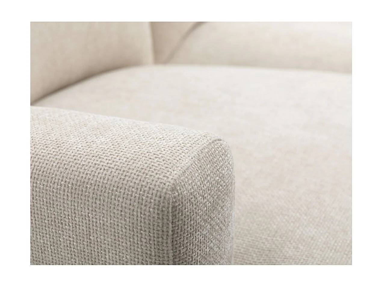 Canapé droit TALMA 3 places en tissu beige pieds bois naturel