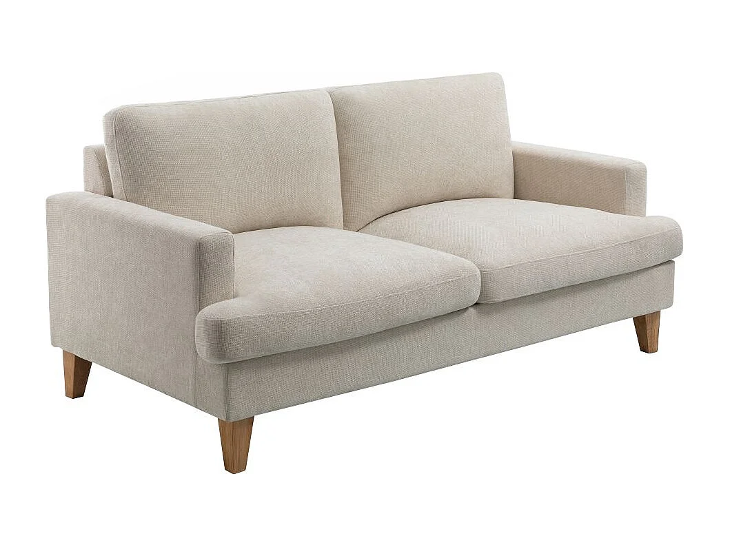 Canapé droit TALMA 3 places en tissu beige pieds bois naturel