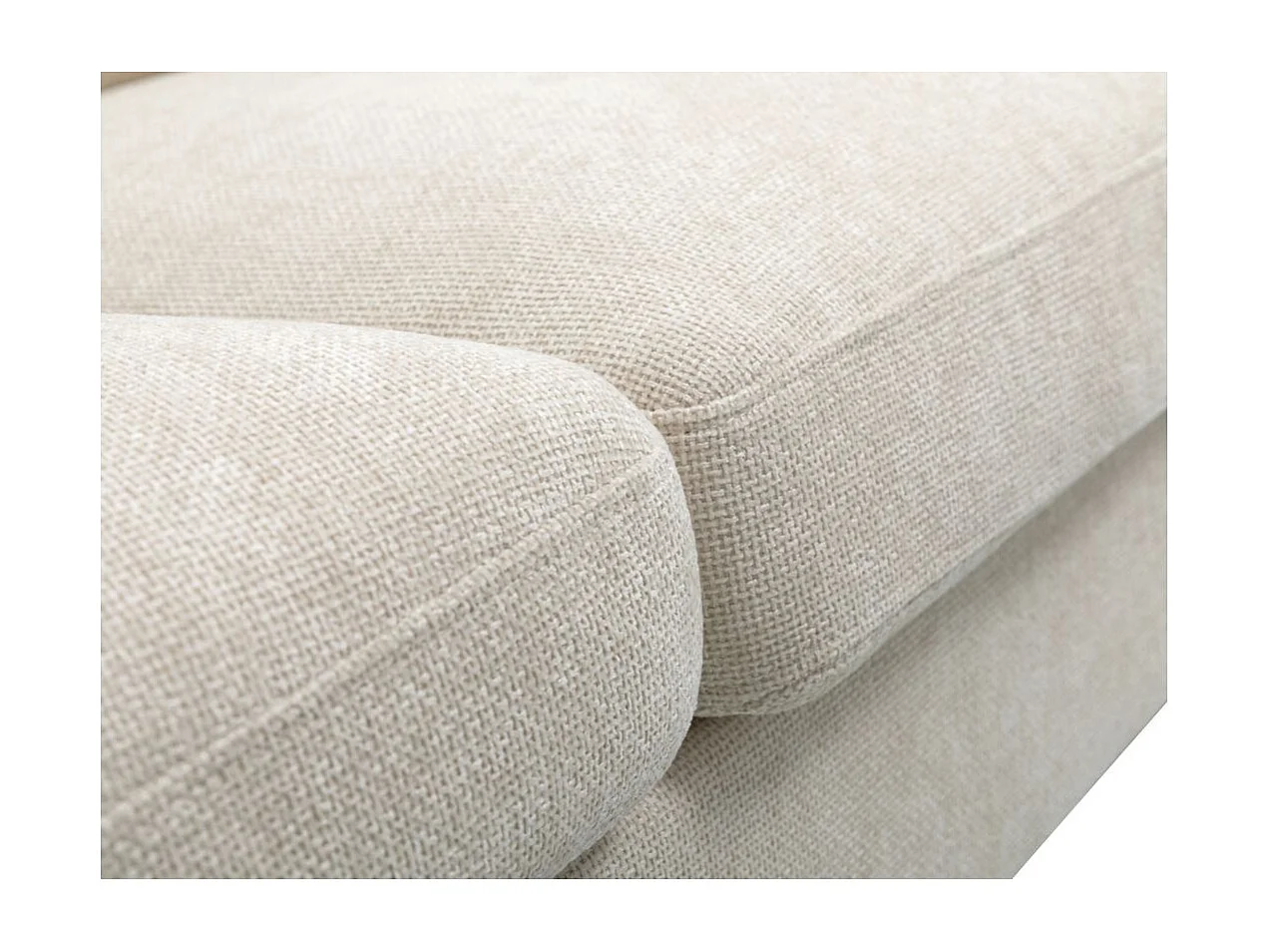 Canapé droit TALMA 3 places en tissu beige pieds bois naturel