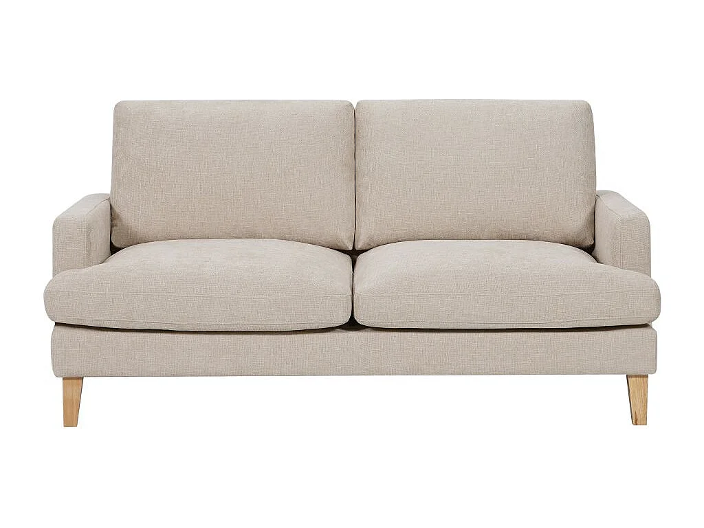 Canapé droit TALMA 3 places en tissu beige pieds bois naturel