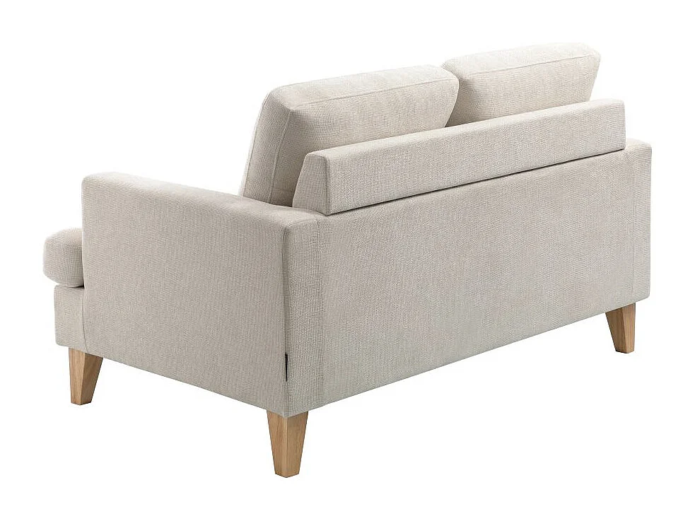 Canapé droit TALMA 2 places en tissu beige pieds bois naturel