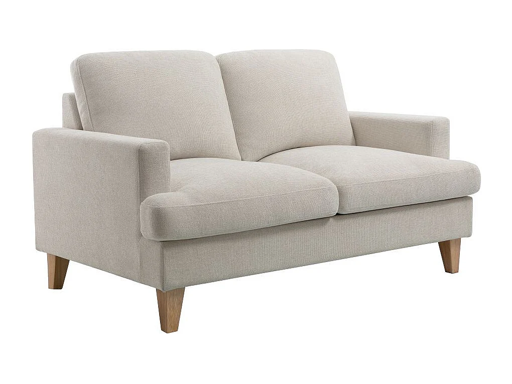 Canapé droit TALMA 2 places en tissu beige pieds bois naturel