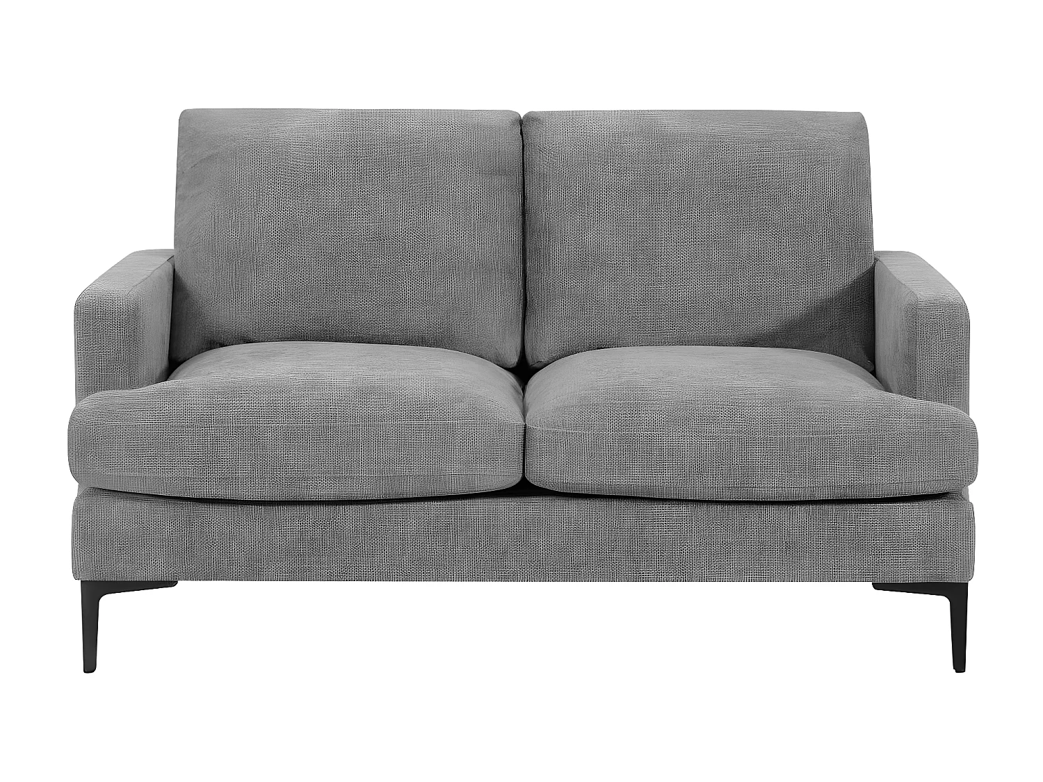 Canapé droit 2 places Talma en tissu - Gris - Pieds métal - L143 x P90 x H84cm - Loungitude