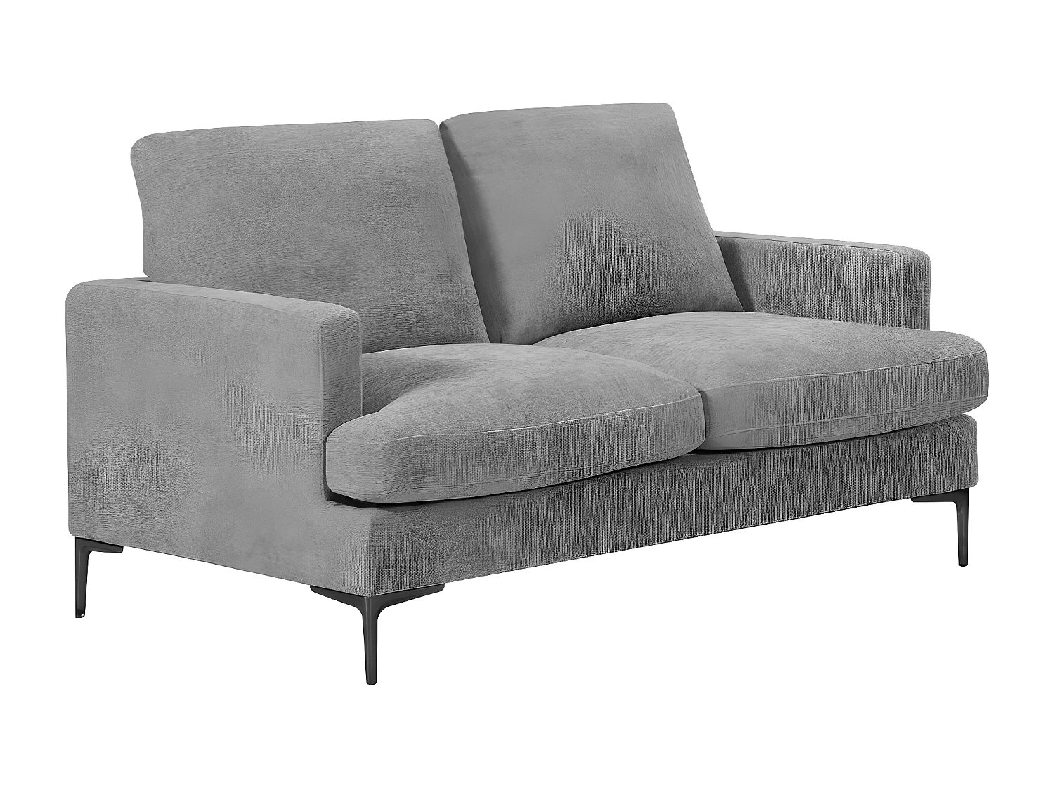 Canapé droit 2 places Talma en tissu - Gris - Pieds métal - L143 x P90 x H84cm - Loungitude