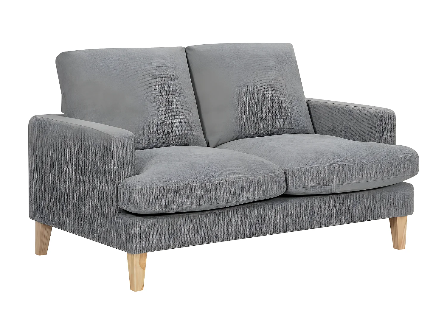 Canapé droit 2 places Talma en tissu - Gris - Pieds bois - L143 x P90 x H84cm - Loungitude