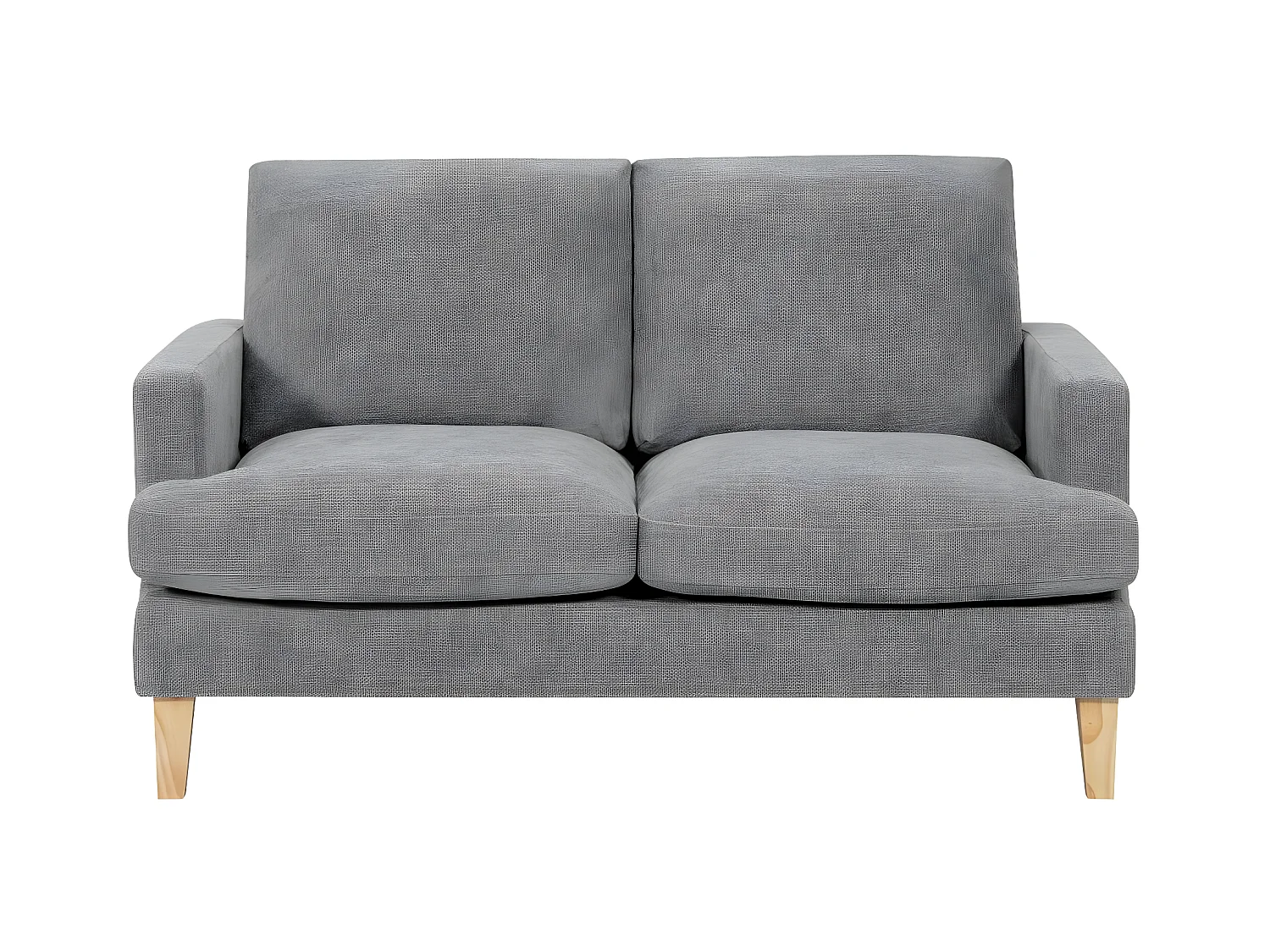 Canapé droit 2 places Talma en tissu - Gris - Pieds bois - L143 x P90 x H84cm - Loungitude