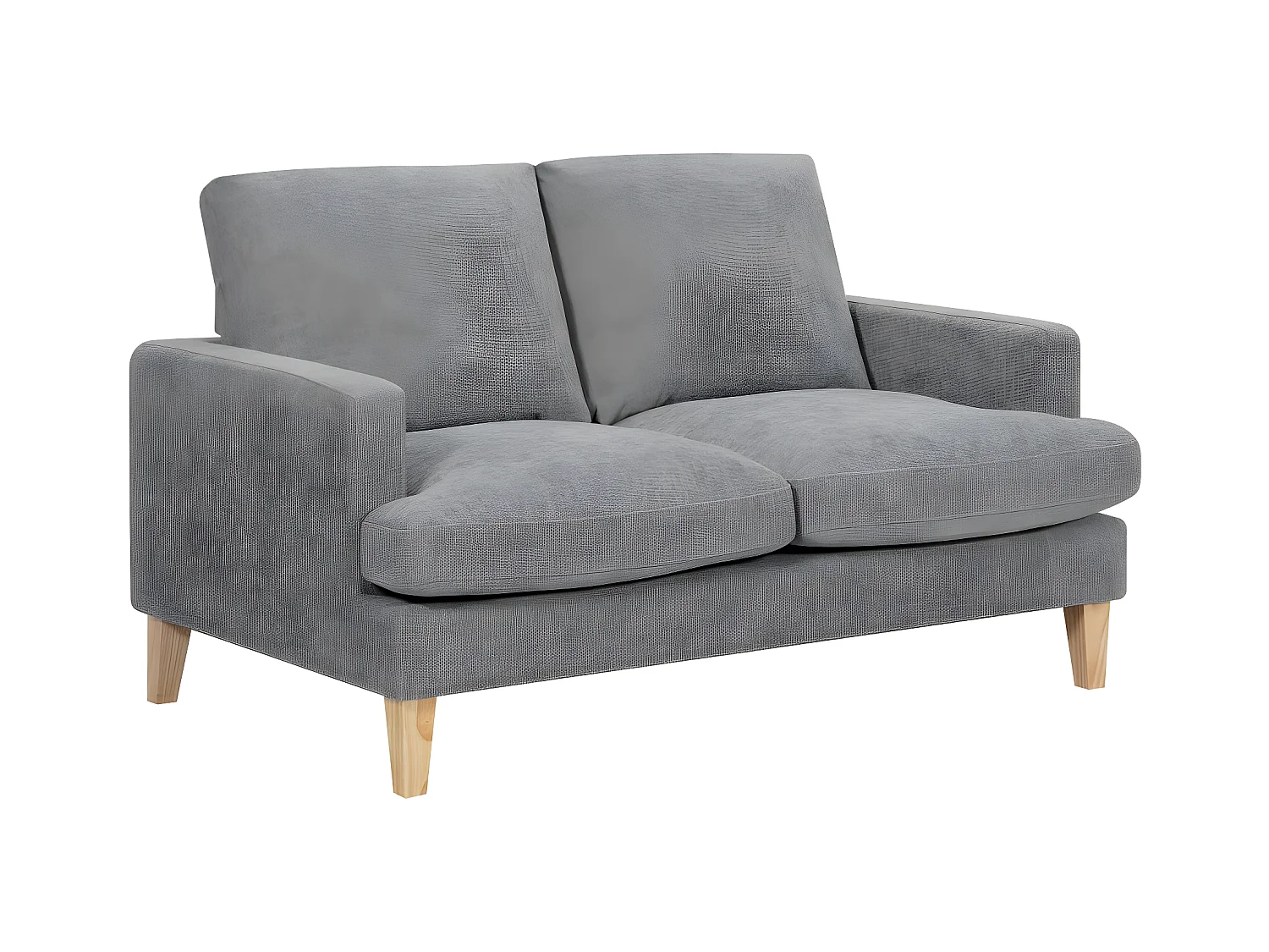 Canapé droit 2 places Talma en tissu - Gris - Pieds bois - L143 x P90 x H84cm - Loungitude