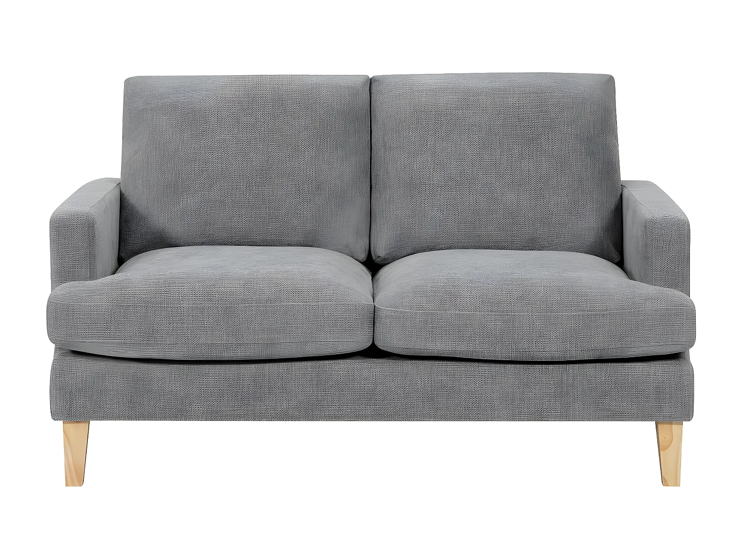 Canapé droit 2 places Talma en tissu - Gris - Pieds bois - L143 x P90 x H84cm - Loungitude