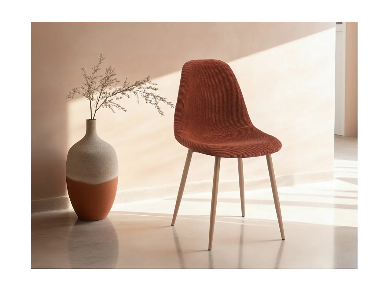 Lot de 4 chaises KEY en velours côtelé - Terracotta