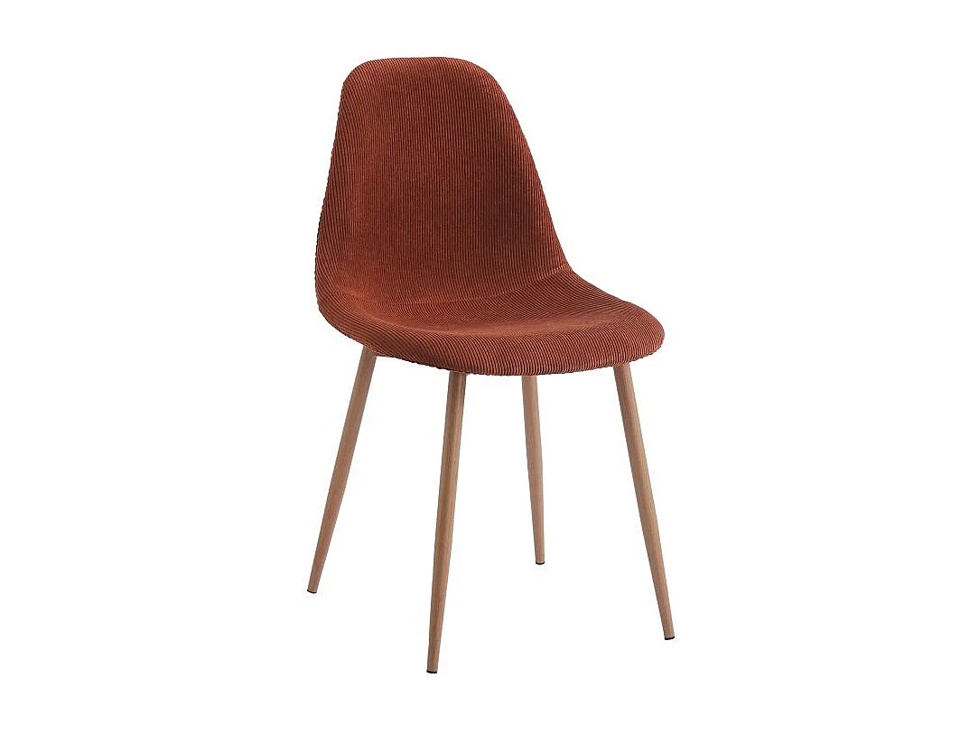 Lot de 4 chaises KEY en velours côtelé - Terracotta