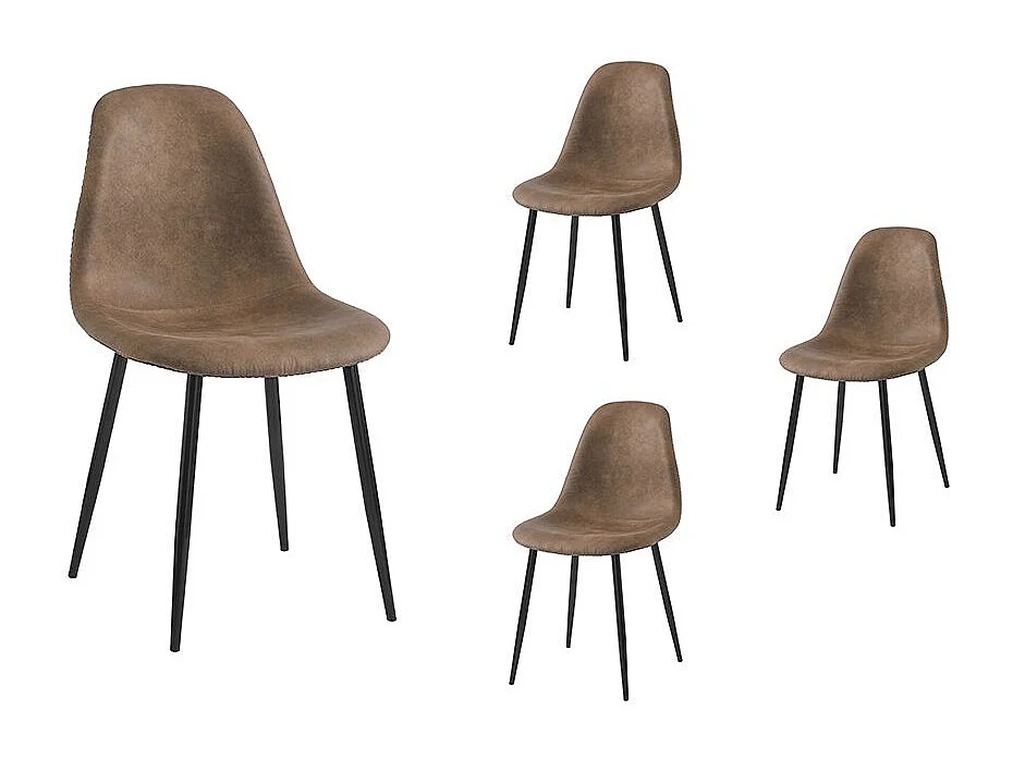 Lot de 4 chaises vintage KEY en tissu - Marron
