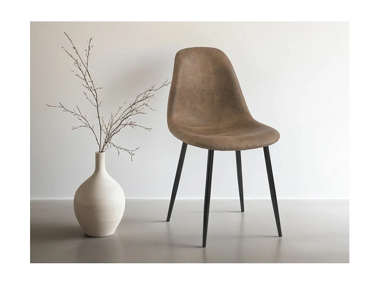 Lot de 4 chaises vintage KEY en tissu - Marron